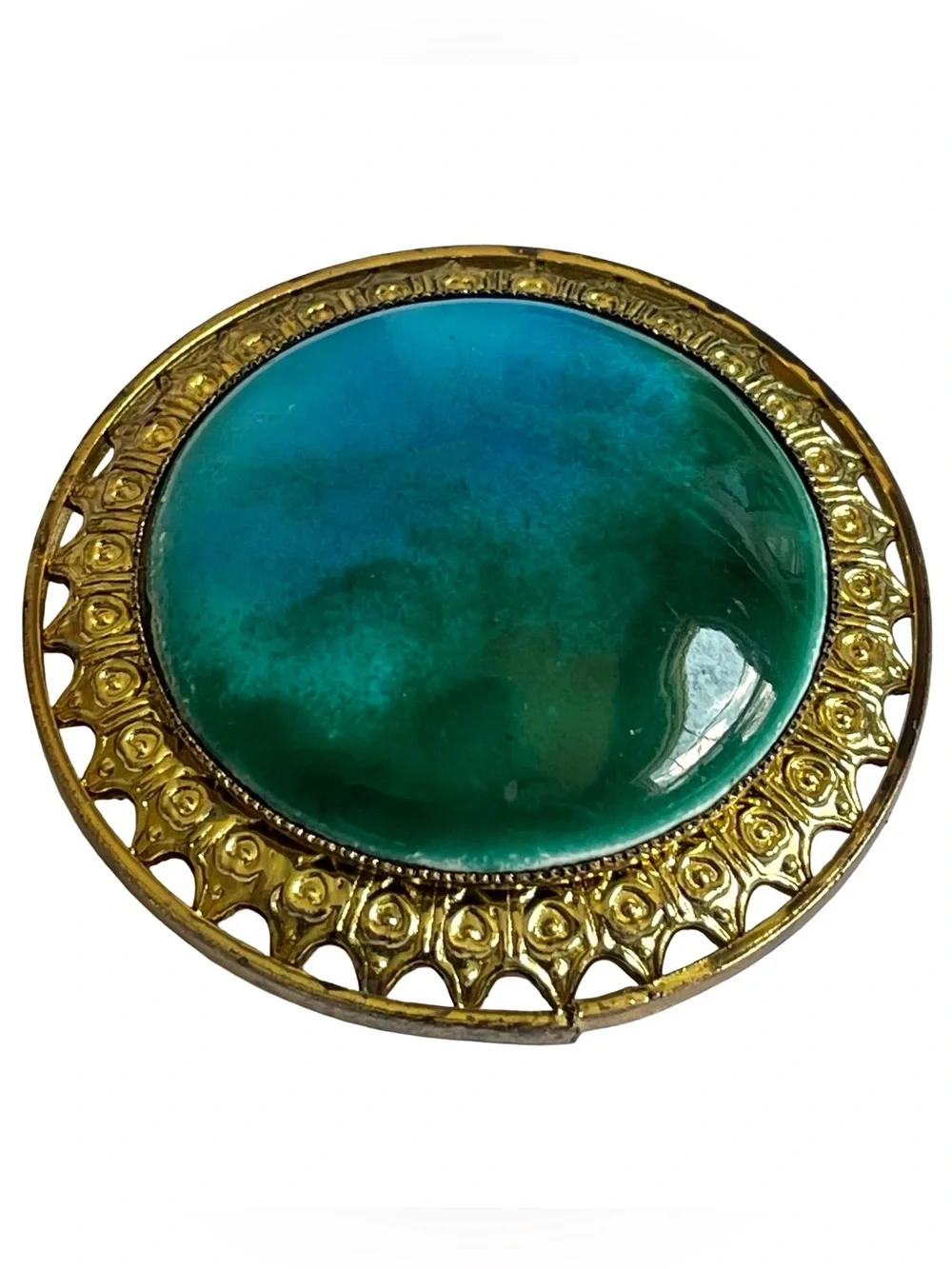 Mid-Century Enamel And Goldtone Brooch